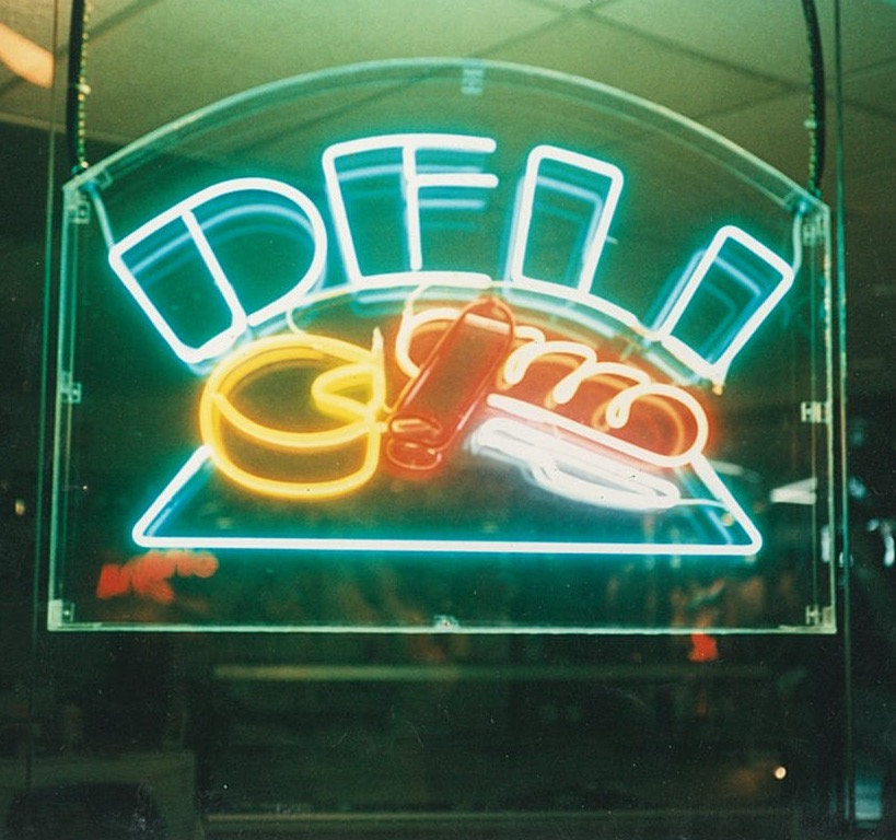 Neon Deli Sign. Fabricated Acrylic case. Designed and installed neon.