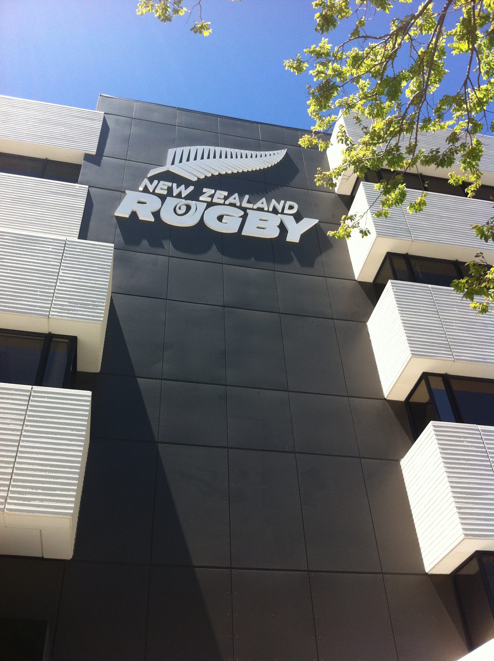 New Zealand Rugby. Installed pre-fabricated lettering to building exterior.